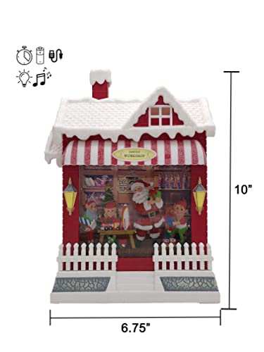 Victory Creative 10-Inch Christmas Santa Snow Globe with Music & USB Light