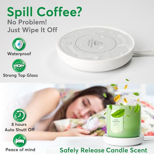 BULK PARADISE White Coffee Mug Warmer with Auto Shut-Off - 17W Desk Cup Warmer