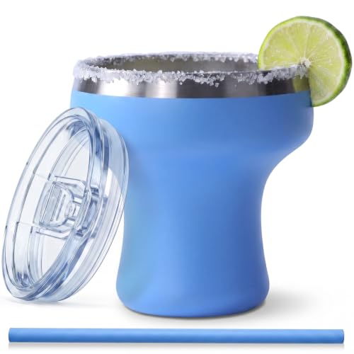 11 oz Insulated Margarita Tumbler with Lid and Straw - Stainless Steel