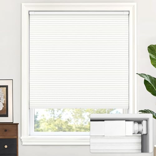 No-Drill Cordless Cellular Shades - 46" W x 48" H White Honeycomb Blinds