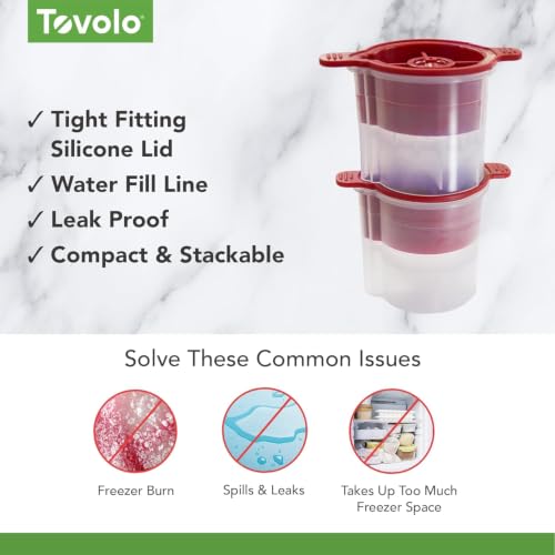 Tovolo Christmas Tree & Snowflake Ornament Ice Mold Set of 2, Red - Festive Holiday Cocktail Ice Shapes