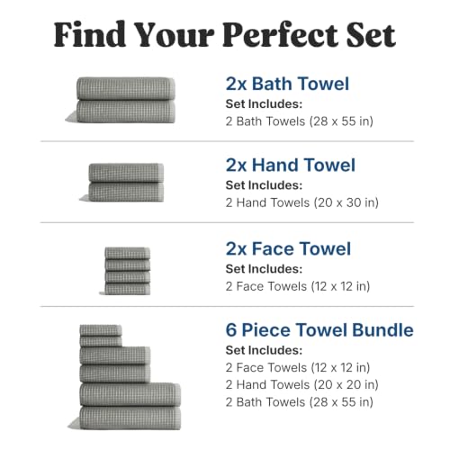 Sculpted Terry Bath Towels, 100% American Cotton, Quick-Dry Set (2 Pack)