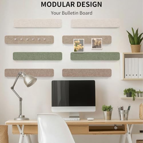 Adhesive Felt Bulletin Board Strips - 8 Pack with 50 Pins
