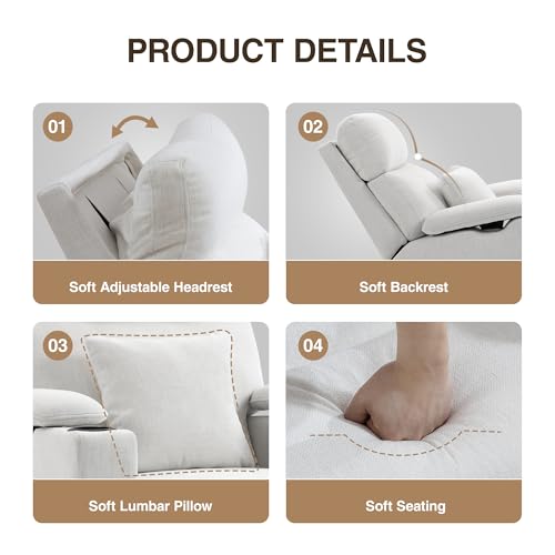Oversized 360° Swivel Rocker Recliner Chair with Cup Holder & Headrest