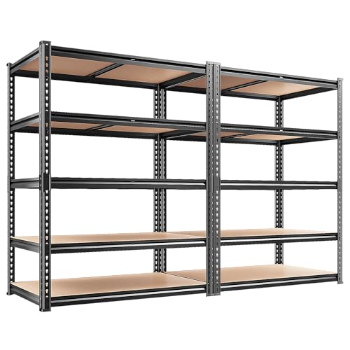 Heavy Duty Garage Shelving 2-Pack, 5-Tier Metal Storage Shelves 36"W