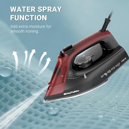1500W Steam Iron with Ceramic Soleplate, Anti-Drip & Auto Shutoff