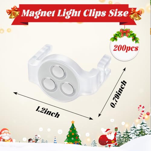 UQM Clear 200 Pack Magnetic Christmas Light Clips for C9 C7 Sockets – Strong Magnet & Anti-Slip Design