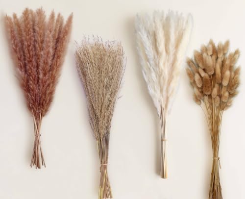 110-Stem Dried Pampas Grass Bouquet - 17-Inch Boho Floral Decor