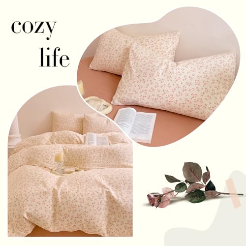 Floral Muslin Cotton Duvet Cover Set, Soft Breathable Farmhouse Bedding