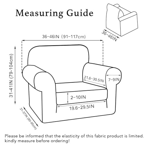 2-Piece Stretch Armchair Slipcover with Cushion Cover - Jacquard Fabric