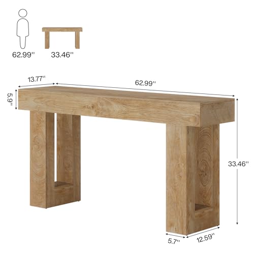 63-Inch Long Console Table, Rustic Farmhouse Entryway Sofa Table