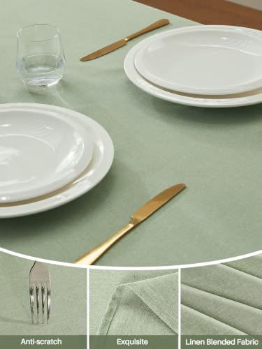 Textured Linen Rectangle Tablecloth, Waterproof & Wrinkle-Free, 52 x 70 Inch