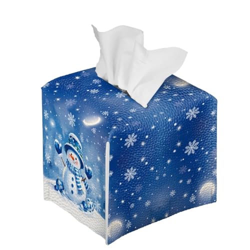 Christmas Snowman PU Leather Tissue Box Cover with Bottom Belt – Eheartsgir
