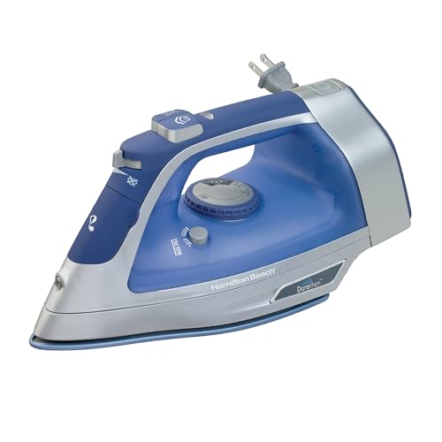 Hamilton Beach Steam Iron for Clothes with Retractable Cord and Durathon Soleplate