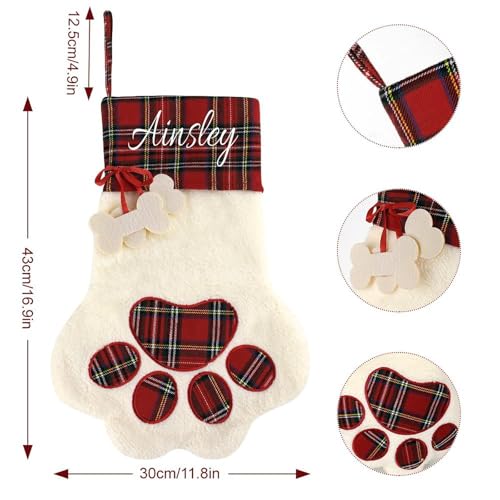 Personalized Christmas Stocking with Custom Name - Red Stocking for Fireplace, One Size