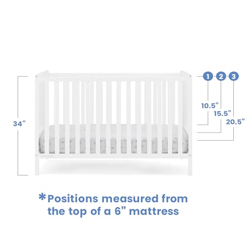 6-in-1 Convertible Baby Crib and Changing Table Nursery Set, White