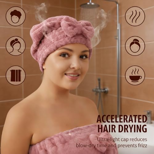 Plus Size Adjustable Bath Skirt Towel Wrap & Quick-Dry Hair Cap Set