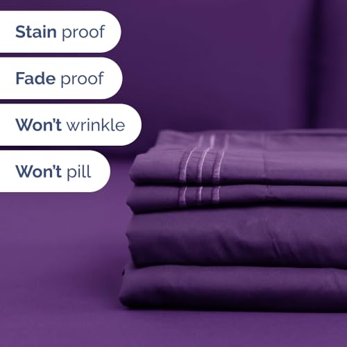 Full Size Wrap Around Bed Skirt with 2 Pillowcases - 18 Inch Drop, Purple