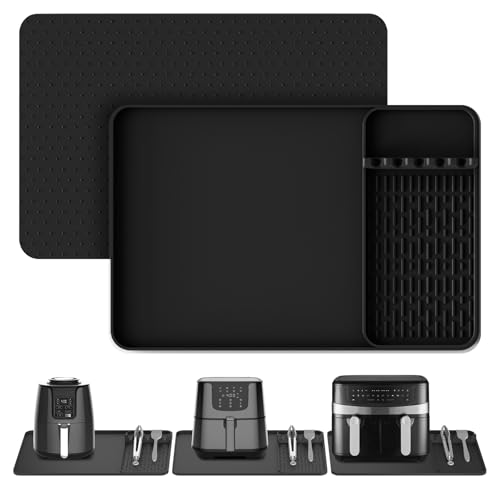 24x16 Inch Silicone Heat-Resistant Mat with Holder for Air Fryer Microwave Oven - Black, Garolue