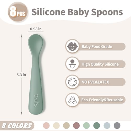 8-Pack Silicone Baby Spoons for Self-Feeding | BPA-Free & Soft Tips