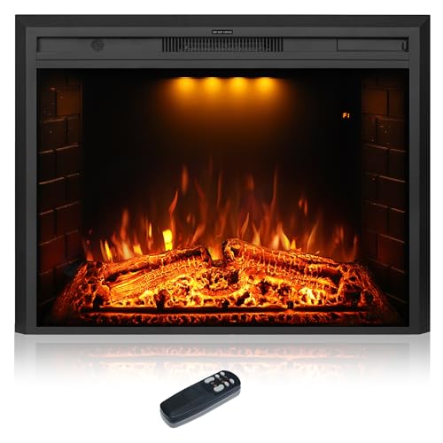 36-Inch Electric Fireplace Wall Insert with Remote Control and Crackling Sound