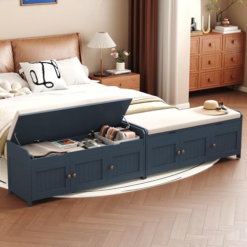 41-Inch Shoe Storage Bench with Lift-Top Compartment and Cushioned Seat