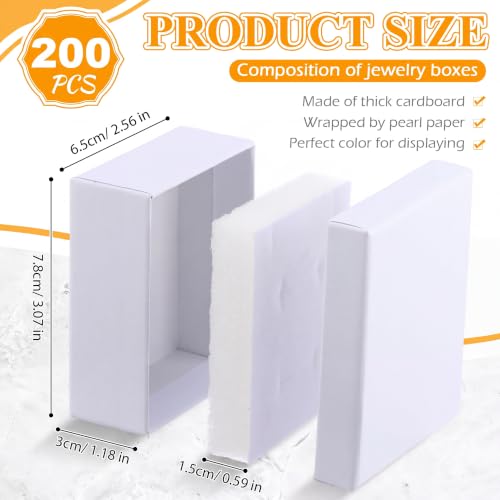 Equsion 200 Pcs White Cardboard Jewelry Gift Boxes with Lids - Small