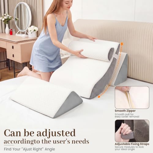 4PCS Adjustable Wedge Pillow Set for Recovery & Comfort