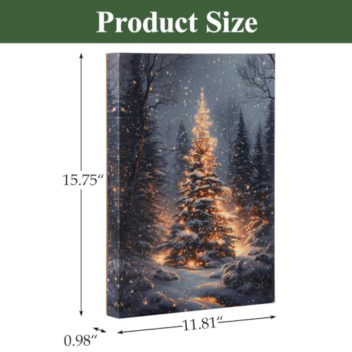 Nikky Home Lighted Christmas Tree Canvas Wall Art 16x12 Inch LED Picture