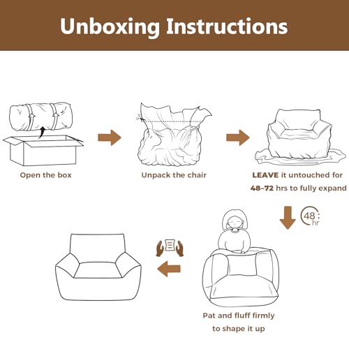 Achicsofar White Faux Fur Bean Bag Chair for Adults & Teens - Medium