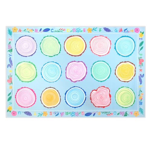 Large Classroom Area Rug 7.6x12 Ft - Non-Slip Geometric Seating Carpet
