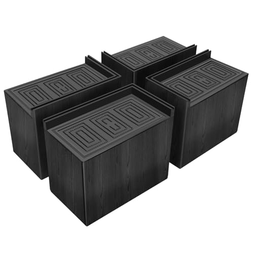 5-Inch Heavy Duty Bed Risers - 4 Pack Black Furniture Elevators
