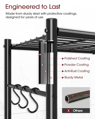 4-Tier Metal Storage Shelving Unit with Hooks and Leveling Feet