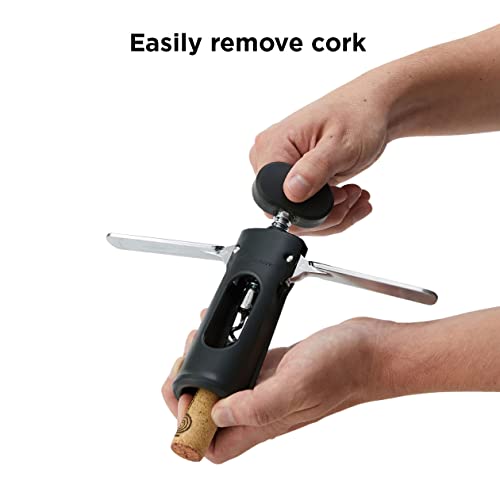 Rabbit Premium Wing Corkscrew & Bottle Opener, Black 2.36 x 1.97 x 7.68 in