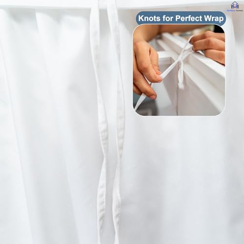 Twin XL Dorm Bed Skirt with 46-Inch Drop & Split Corners - White Dust Ruffle