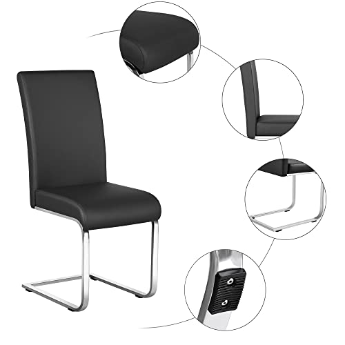 Modern Faux Leather Dining Chairs - High Back Kitchen Chairs, Set of 2