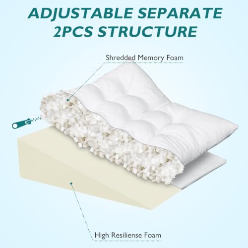 Adjustable Bed Wedge Pillow for Sleep Apnea & Acid Reflux, 7.5 Inch