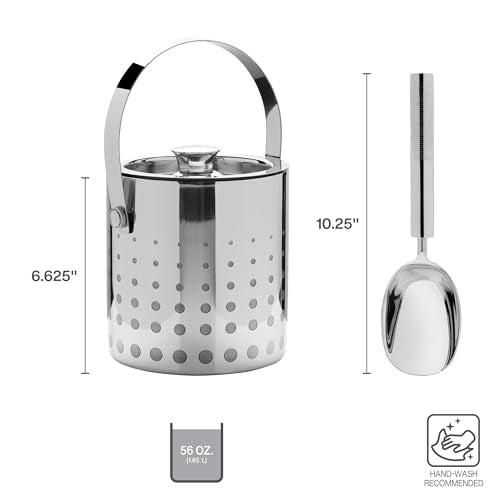 Mikasa Cheers Stainless Steel Ice Bucket & Scoop Set - 64oz Home Barware