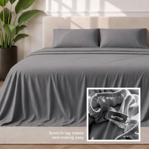 Bare Home Queen Sheet Set - 1800 Ultra-Soft Grey Bed Sheets with Deep Pockets