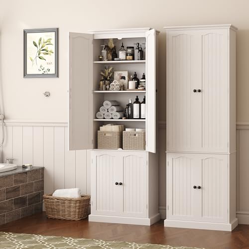 72-Inch Tall Kitchen Pantry Cabinet with Adjustable Shelves, White
