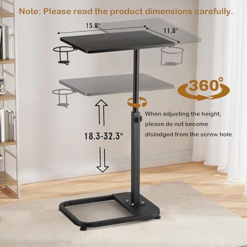 Adjustable C-Shaped TV Tray Table for Couch and Bed, Laptop Snack Desk