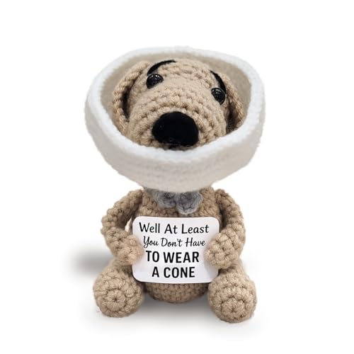 Handmade Crochet Dog Plush – Funny Surgery Recovery & Get Well Soon Gift