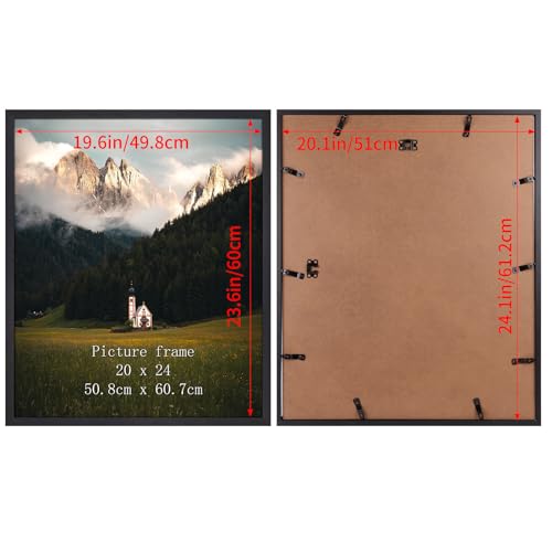 Giftgarden 20x24 Black Textured Metal Frame Poster - 24x20 Wall Display, Single