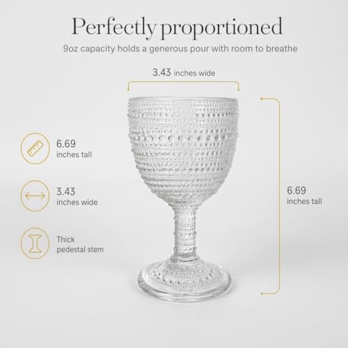 Lumina Stemmed Wine Glasses, 9oz Elegant Beverage Goblets - Set of 4