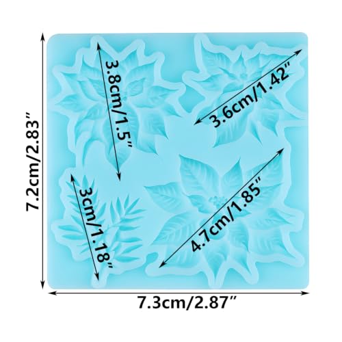 YABONAN Christmas Poinsettia Fondant Mold Style H Silicone Flower Decoration