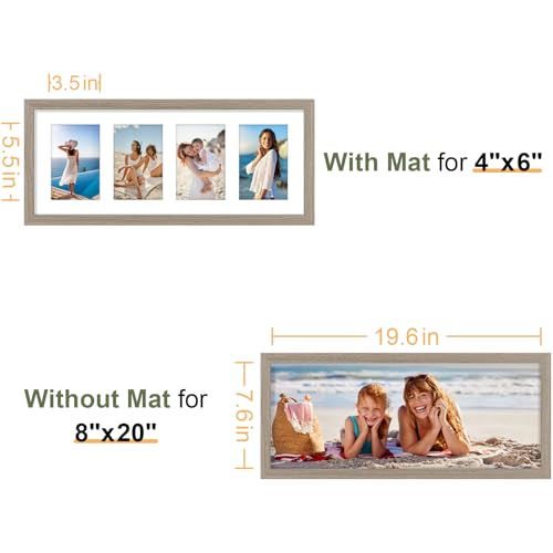 Vittanly 8x20 Collage Picture Frame Light Taupe Holds 4 Photos with Mat