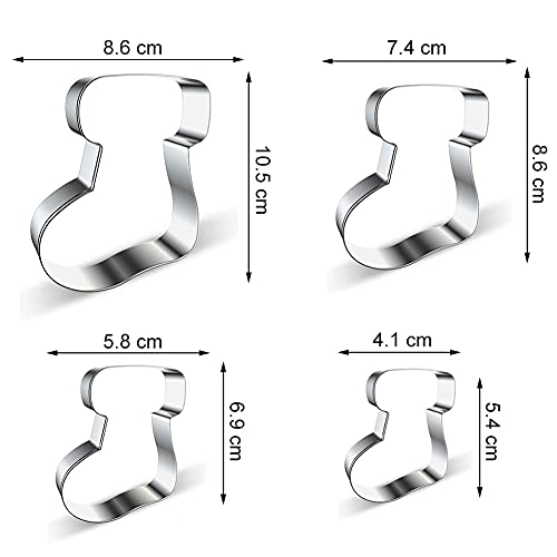 Stocking Cookie Cutter Set - 4 Pieces Christmas Winter Socks Fondant