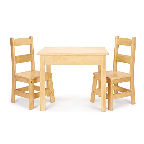 Solid Wood Kids Table and Chairs Set - 3-Piece Toddler Playroom Furniture