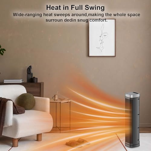 1500W Electric Space Heater 24-Inch with Remote & Thermostat