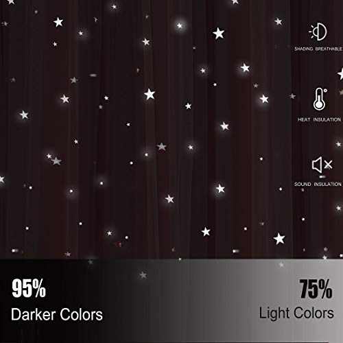 Double Layer Star Cut Out Blackout Curtains, Pink 52 x 63 Inch Panels